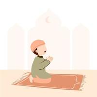 enfant musulman priant vecteur