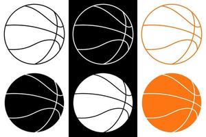 ensemble d'icônes de ballon de basket. sports d'équipe, mode de vie actif. vecteur isolé sur fond blanc