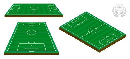 lignes de marquage du terrain de football, terrain de football en isométrique. terrain de sport pour les loisirs actifs. vecteur