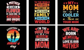 conception de t-shirt de maman. ensemble de conception de t-shirt pour la fête des mères. conception de t-shirt de maman de typographie. vecteur