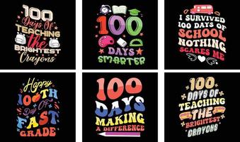 100 jours d'ensemble de conception de t-shirts scolaires. 100 jours de vecteur scolaire. conception de t-shirt de typographie.