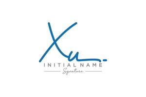 vecteur de modèle de logo de signature xu initial. illustration vectorielle de calligraphie dessinée à la main.
