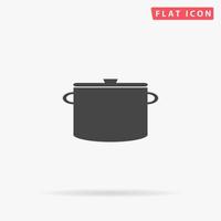 casserole de cuisine. symbole plat noir simple avec ombre sur fond blanc. pictogramme d'illustration vectorielle vecteur