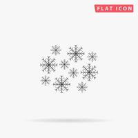 flocons de neige. symbole plat noir simple avec ombre sur fond blanc. pictogramme d'illustration vectorielle vecteur