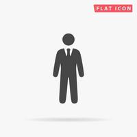 homme d'affaire. symbole plat noir simple avec ombre sur fond blanc. pictogramme d'illustration vectorielle vecteur