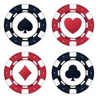 ensemble de quatre jetons de poker avec costumes vecteur