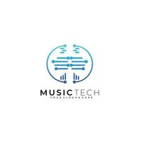 musique tech logo symbole design dessin au trait vecteur