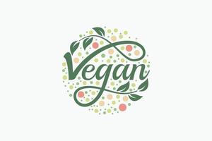 logo végétalien avec une combinaison de lettres végétaliennes, d'éléments floraux, de cercles et de feuilles pour toute entreprise, en particulier les restaurants, les cafés, les magasins, etc. vecteur
