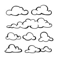 doodle ensemble de nuages, illustration vectorielle. vecteur