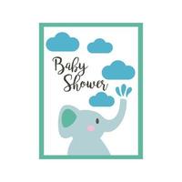 lettrage de douche de bébé avec éléphant, style de tirage à la main vecteur