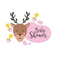 lettrage de douche de bébé avec style de dessin à la main de renne vecteur
