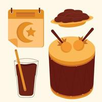 collections d'éléments islamiques du ramadan en illustration plate vecteur