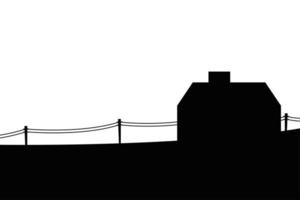 silhouette de maison isolée avec conception de vecteur de clôture