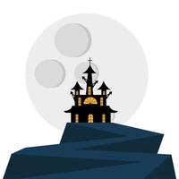 conception de vecteur maison et lune halloween