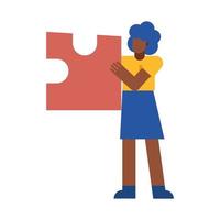 femme noire avec conception de vecteur de puzzle