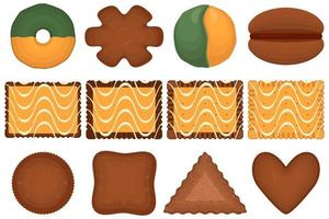 grand ensemble de biscuits faits maison au goût différent de biscuit de pâtisserie vecteur