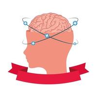 profil avec cerveau humain et symboles plus vecteur