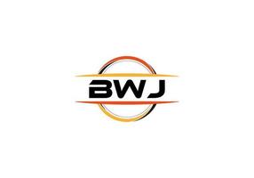 logo de forme de mandala de redevance de lettre de bwj. logo d'art de brosse bwj. logo bwj pour une entreprise, une entreprise et un usage commercial. vecteur