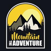 montagne aventure en plein air étiquette vector illustration rétro vintage badge autocollant et t-shirt design