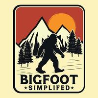 aventure bigfoot étiquette vector illustration rétro vintage badge autocollant et t-shirt design