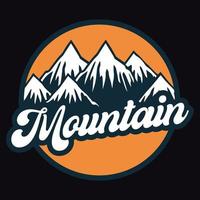 montagne aventure en plein air étiquette vector illustration rétro vintage badge autocollant et t-shirt design