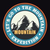 montagne aventure en plein air étiquette vector illustration rétro vintage badge autocollant et t-shirt design