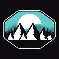 montagne aventure en plein air étiquette vector illustration rétro vintage badge autocollant et t-shirt design