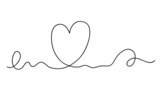 ligne avec coeur illustration vectorielle minimaliste de style simple ligne simple dessinée à la main adaptée aux cartes de voeux, cartes postales, affiches, bannières, mariage, concept de vacances saint valentin vecteur