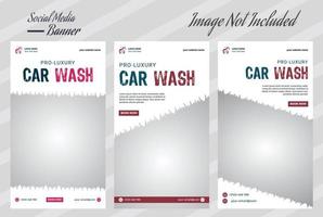 ensemble de conception de bannière d'histoires de médias sociaux de lavage de voiture vecteur