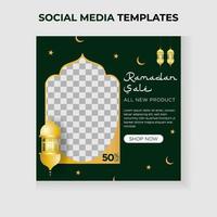 modèle de publication sur les médias sociaux du thème de la vente du ramadan. arrière-plan islamique. vecteur