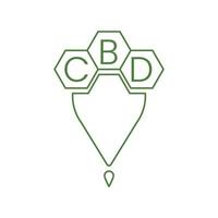 logo cbd, icône ou symbole pour le modèle d'étiquette d'huile cbd, marijuana, étiquette d'huile de chanvre, icône cbd pour les applications et vecteur d'huile de bouteille web et cbd