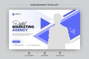 bannière web de couverture de médias sociaux d'entreprise créative et modèle de vignette vidéo vecteur