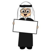 illustration de dessin animé enfant musulman heureux vecteur