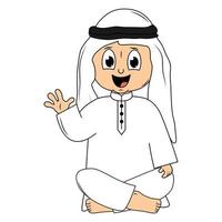 illustration de dessin animé enfant musulman heureux vecteur