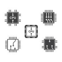 circuit imprimé ligne, cpu, puce icône logo illustration vecteur