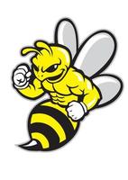 style de logo de sport de mascotte d'abeille vecteur