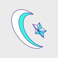 illustration de l'icône vectorielle isométrique du croissant étoile islamique vecteur