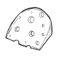 icône de tranche de fromage. griffonnage simple dessiné à la main vecteur