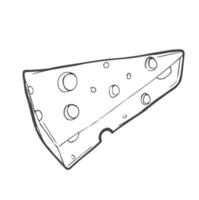 fromage de vecteur avec une ligne noire. illustration de nourriture et de cuisine simple dans un style doodle sur un fond blanc isolé dessiné à la main. conception pour les réseaux sociaux, le web, la publicité, les bannières, les menus, les recettes.