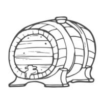 illustration de croquis de vecteur - tonneau de vin en bois avec robinet