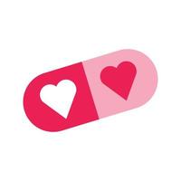 isoler l'icône plate de pilule rose vecteur Saint Valentin