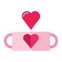 isoler l'icône plate rose de la tasse de café rose de la saint valentin vecteur
