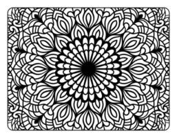 page de coloriage floral mandala pour livre de coloriage adulte, page de coloriage mandala noir et blanc, dessin au trait doodle dessiné à la main pour l'intérieur de la page de coloriage adulte vecteur