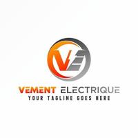 lettre ou mot ve ou ev police en cercle avec alimentation ou image électrique icône graphique logo design concept abstrait vecteur stock. peut être utilisé comme symbole lié à l'initiale ou à l'énergie