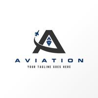 lettre ou mot une police san serif avec image d'avion icône graphique logo design concept abstrait vecteur stock. peut être utilisé comme symbole relatif à l'aviation ou initial