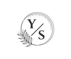 ys initiales lettre modèle de logos de monogramme de mariage, modèles minimalistes et floraux modernes dessinés à la main pour cartes d'invitation, réservez la date, identité élégante. vecteur