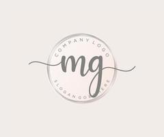 logo féminin initial mg. utilisable pour les logos nature, salon, spa, cosmétique et beauté. élément de modèle de conception de logo vectoriel plat.