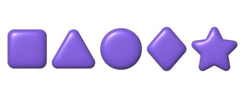 ensemble de formes géométriques violettes 3d pour la conception web. élément de conception réaliste 3d. vecteur