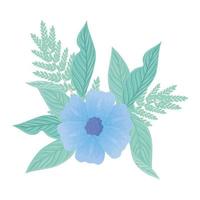 fleurs couleur bleu pastel avec des branches et des feuilles, concept de nature vecteur