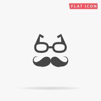 lunettes et moustaches nerd. symbole plat noir simple avec ombre sur fond blanc. pictogramme d'illustration vectorielle vecteur